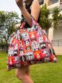 Cartoon Dog Pattern Foldable Portable Supermarket Shopping Bag With Large Capacity