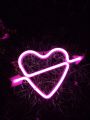 Led Pink Neon Heart Shaped Wall Decor Light For Valentine's Day Gift And Room Decoration