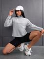 Daily&Casual Half Zip Drop Shoulder Sports Sweatshirt