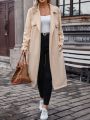 SHEIN Frenchy Lapel Neck Slant Pocket Belted Trench Coat