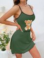 Bear Print Cami Sleep Dress