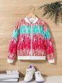 SHEIN Tween Girl Tie Dye Zip Up Bomber Jacket