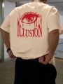 Men's Plus Size Eye & Letter Print T-Shirt