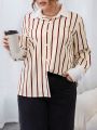 SHEIN Essnce Plus Size Striped Long Sleeve Shirt