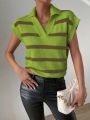 SHEIN Frenchy Women's Striped Sweater Vest With Collar