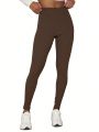 SHEIN BASICS Women'S Ribbed Knit Long High Waist Leggings