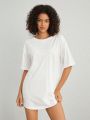 SHEIN Leisure Solid Color Drop Shoulder Homewear Dress