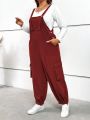 SHEIN LUNE Plus Flap Pocket Side Overall Jumpsuit Without Tee