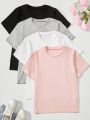 Teenage Girls' 4pcs/set Short Sleeve T-shirt