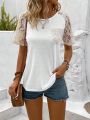 Ladies' Lace Patchwork Short Sleeve T-Shirt