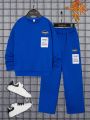 SHEIN Kids EVRYDAY Tween Boy Slogan Graphic Thermal Lined Pullover & Pants