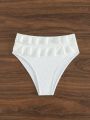 SHEIN Swim Basics Solid Color High Waist Ruffled Swimsuit Bottom