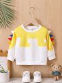 SHEIN Baby Boys' Cute 3d Dinosaur Decoration Round Neck Sweatshirt