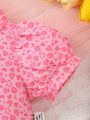 Baby Girl's Heart Pattern Printed Shirt & A-Line Skirt Combo
