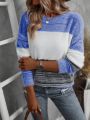 Women'S Color Block Drop Shoulder Sweater With Dropped Shoulder