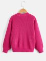 Teen Girls' Solid Color Drop Shoulder Sweater