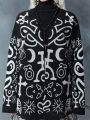 Goth Tasselled Patterned Cardigan With Open Front Design