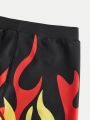 Tween Boy Fire Print Active Shorts