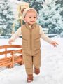 SHEIN Baby Boy Flap Pocket Vest Jacket & Pants