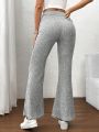 SHEIN LUNE Women'S Ribbed Knit Flare Pants