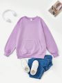 SHEIN Kids Cooltwn Tween Girl Letter Graphic Pullover