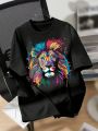 Teen Boys' Casual Lion Pattern Short Sleeve T-Shirt Suitable For Summer