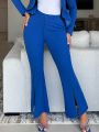 SHEIN SXY Women'S Solid Color Split-Leg Flared Suit Pants