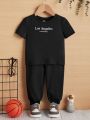 SHEIN Baby Boy Slogan Graphic Tee & Sweatpants