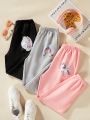 SHEIN Kids EVRYDAY 3pcs/Set Tween Girls' Casual Sports Unicorn Printed Sweatpants