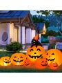 Costway Halloween 7.5 FT Inflatable Pumpkin Combo Decoration w/ Witch Black Cat