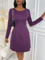 Solid Scoop Neck A-line Dress