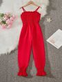 SHEIN Kids QTFun Tween Girl Shirred Panel Cami Jumpsuit