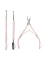 Makartt Cuticle Trimmer with Cuticle Pusher, 3 PCS Pink Nail Cuticle Nipper Professional Pedicure Manicure Tools with Stainless Steel Dual End Pusher, Nail Scraper