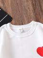 Teen Girl Heart Embroidery Thermal Lined Sweatshirt