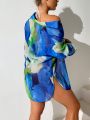 SHEIN Swim Vcay Women'S Tie Dye Kimono Jacket