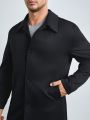 SHEIN Extended Sizes Men Plus Solid Button Front Coat