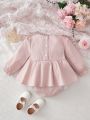 Baby Girl Contrast Lace Ruffle Trim Flounce Sleeve Dress