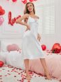 Ladies' Loose White Lace Spliced Pajama Set