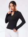 Yoga Basic Slim Fit Yoga Workout Jacket, Bodycon