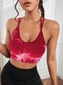 Yoga Basic Women's Tie-dye Cross Back Sports Bra