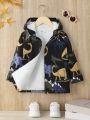 SHEIN Young Boy Dinosaur Print Hooded Thermal Lined Coat