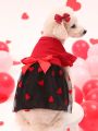 PETSIN Valentine'S Day Red & Black Tulle Heart Shaped Pet Skirt