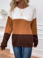 Color Block Raglan Sleeve Pocket Patched Sweater