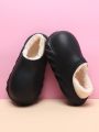 Women's Fashionable & Simple Black Holes Shoes, Waterproof & Warm Slippers, Suitable For Home And Garden, Fall & Winter