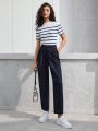 SHEIN BIZwear Women's Cropped Straight Suit Pants