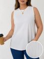 SHEIN LUNE Plus Size Solid Color Knitted Racerback Tank Top