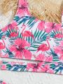 Teenage Girls' Tropical Printed Swimsuit Set