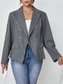 SHEIN Frenchy Plus Double Breasted Flap Detail Blazer