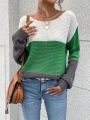 SHEIN Essnce Drop Shoulder Color Block Sweater