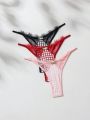 SHEIN Women's Lace & Plaid Design Thong Panties Set